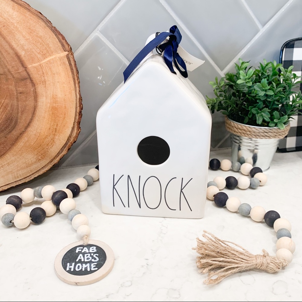 Rae Dunn KNOCK Birdhouse with Blue Ribbon